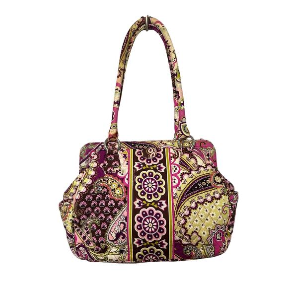 Vera Bradley Medium Bag Tote In Retired Very Berry Paisley Pattern Super Clean - Picture 1 of 9